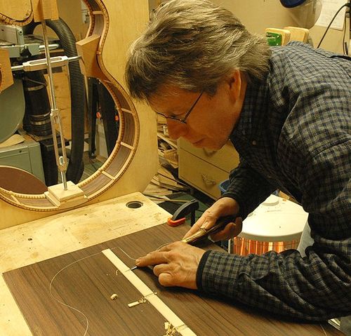 James Russell, guitar maker of custom hand made guitars, acoustic & electric, & basses.