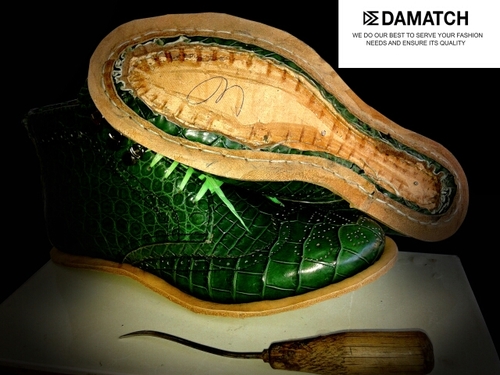 Handmade Shoes. Goodyear Welted Construction. Selvedge Denim Tappered. The brand's name means DAMN and MATCH