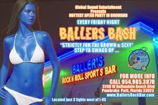 Looking for a place to have good drinks and a good time for a awsome price? Come kick it at Baller Bash fridays at Ballers sports  bar in Hallandale.  C U There