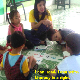 “I can read, I can write. Literacy is a Right”- Envisioning a community of literate children.