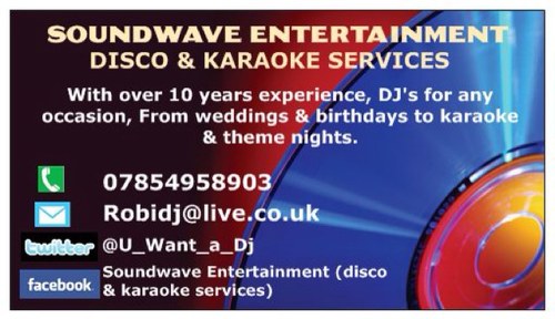 New twitter for Soundwave Entertainment, Cater for all occasions, providing djs for weddings & birthdays to karaoke & theme nights- ran by Rob-dj Fletcher