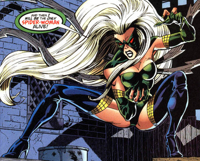 Granddaughter of @WebbedMystic, these powers were given to me by @OttoOck. I am the one and soon-to-be ONLY Spider-Woman.