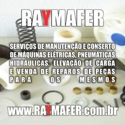 RAYMAFER Serviços de manutenção e conserto de máquinas elétricas, pneumáticas, hidráulicas, elevação de carga, e venda de reparos de peças para os mesmos.