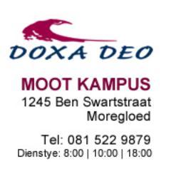 Doxa Deo Moot is ‘n gemeente wat die gemeenskap dien. Ons weet dat dit die roeping van die kerk is om die gemeenskap te bemagtig met die hulp van ons Vader.