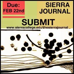 Welcome to the official Twitter page of the Sierra Journal -- A Collection of Art and Literature from the Students of Sierra College and their community.