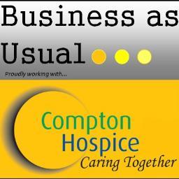 Business as Usual's fund raising activities for Compton Hospice include an online-store, as well as sponsored bike ride and head shave events.