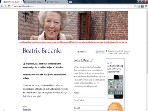 http://t.co/QmFBwJDB verzamelt bedankjes voor onze Koningin Beatrix. Beatrix Bedankt !