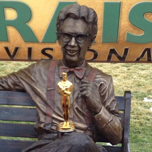 Sculptor Lou Cella. Dedicated @valpocity @ValpoParks #CentralParkPlaza '12. #IN_sm12 Best In Show. #OscarRoadTrip stop '13. #nwindiana #orville #popcorn #valpo