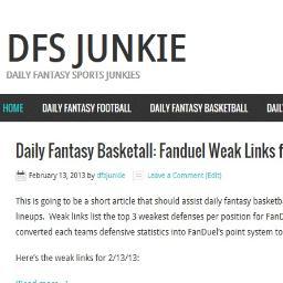 Daily fantasy sports lineups and advice.  Rankings, projections, strategy and more.