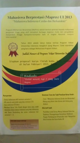 Vokasi UI proudly presents Mahasiswa Berprestasi 2013 is open register now! cp: mapresvokasiui@gmail.com