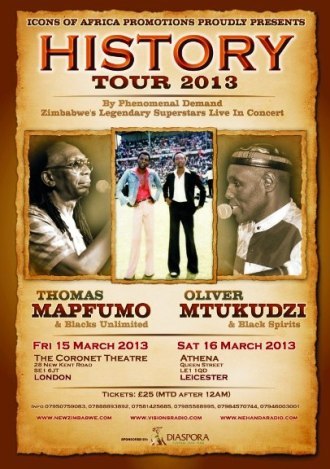 Historytour2013's profile picture. Two of Zimbabwe's musical icons in a rare joint live concert. London 15th March & Saturday 16th March in Leicester. Ticket info on website http://t.co/qIGiy6ZK