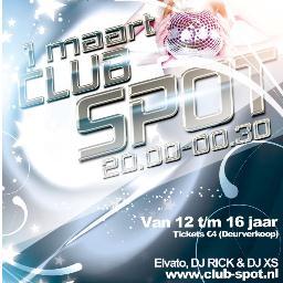 Club Spot, een nieuw evenement voor jongeren tussen de 12 en 16 jaar oud. De volgende editie is op vrijdag 1 maart, entree is €4  (Deurverkoop)... BE THERE!