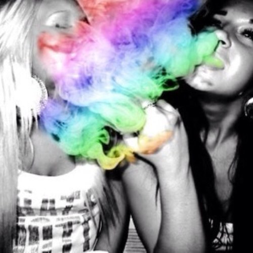 A group of smokeshows who take bong hits before the bar.