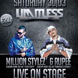 30-03 | LIMITLESS: LIVE ON STAGE MILLION STYLEZ & RUPEE | CLUB ECLIPSE R'DAM