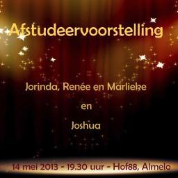 Volg ons twitteraccount voor het laatste nieuws over de afstudeervoorstellingen van Jorinda, Renée, Marlieke en Joshua!