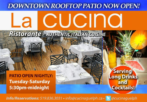 Nestled in Downtown Guelph - La Cucina Ristorante boasts authentic Italian Cuisine in a beautiful indoor setting as well as patio! Open for dinner Tues - Sat