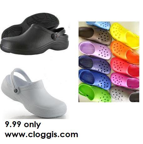 We offer comfortable footwear for anyone who is stood  on ones feet all day ! Perfect for kitchen chefs nurse dental staff , cloggis offer great value for money