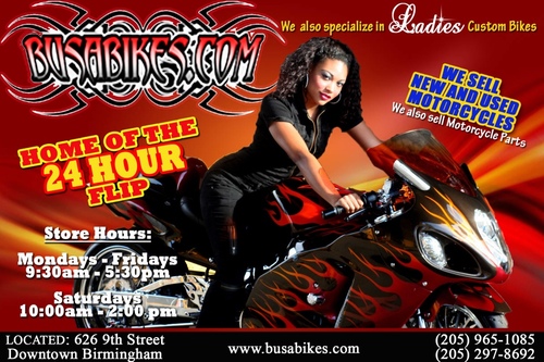 Facebook @ http://t.co/EsMqpYhlkS IG @BusaBikesPromo .  We focus on everything motorcycles.  We can flip your bike in 24 hours. Check out our latest...