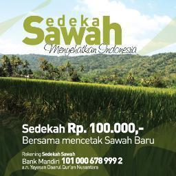 Sedekah Sawah, Menyehatkan Indonesia,

Rek Sedekah Sawah:
Mandiri 101 000 678 999 2
BCA 603 0751 351
a.n. Yay. Daarul Qur’an Nusantara