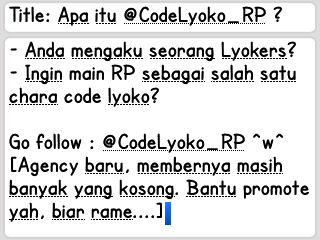New RP agency just for Indonesian Lyokers || Member? Check following || Rules dll? Check fav || Transgender allowed! ||  Dengan #Yume disini ^w^