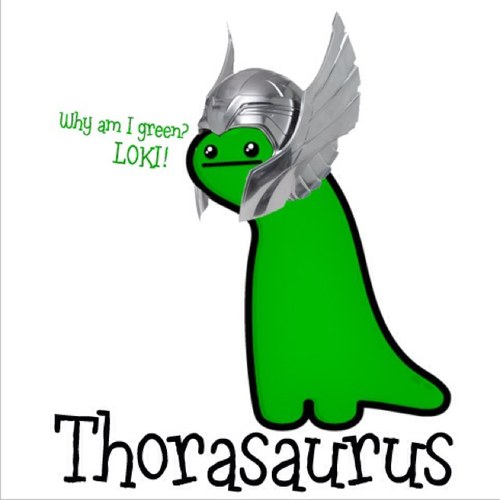 God of Thunder, lizard (Brontosaurus). Long entrusted with the mighty Täilnir. Doth mother know I eateth your ferns? Brothersaur: @Lokisaurus