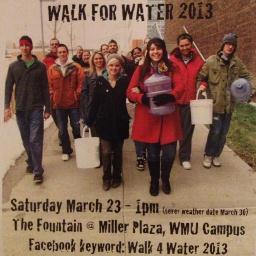 WMU Walk for Water 2013 is a fundraiser and consciousness raiser for the non-profit Clean Water For The World. Join our Facebook pg @ https://t.co/n6bBu9kz