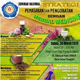 SEMINAR NASIONAL STRATEGI PEMASARAN dan PENGOBATAN DENGAN HERBAL MEDICINE 5 SKP IAI + WORKSHOP