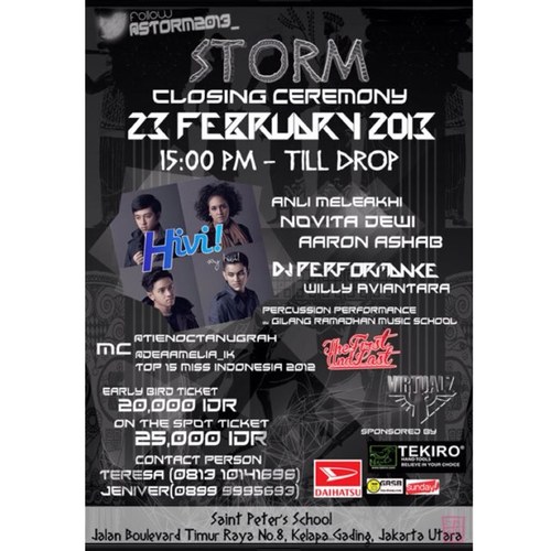OSIS Sekolah SMA Saint Peter's Jakarta Utara. Follow kita buat update event OSIS SMA terbaru! Lastest event: #STORM2013
