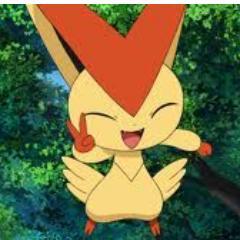 I'm Victini I am shy at first and I love food. Be careful I might steal it!!! #rp