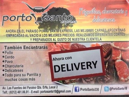 Frigorifico, Charcuteria y Delicateses. Estamos ubicados en Av. Las Fuentes del Paraíso, Qta. Erfa, Local 2.
Telf (0212) 461.06.91