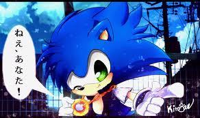 im sonic...sonic the hedgehog im the fastest thing alive im scared of water T_T im still awesome im 16 & single amy scares me with her hammer  T_T