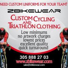 ZBIKEWEAR manufactures high quality Custom Cycling Clothing  and     Triathlon specific Apparel.
We Sell To Stores, Cycling Teams and Event Promoters .