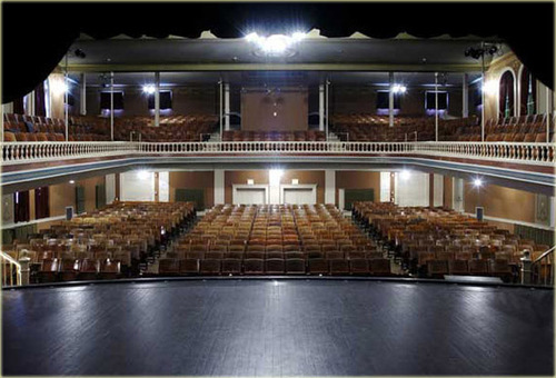 Built by George Gilman Adams the City Hall/Opera House has The Last Moving Floor in Action. Live Music and Theater still after 100 years