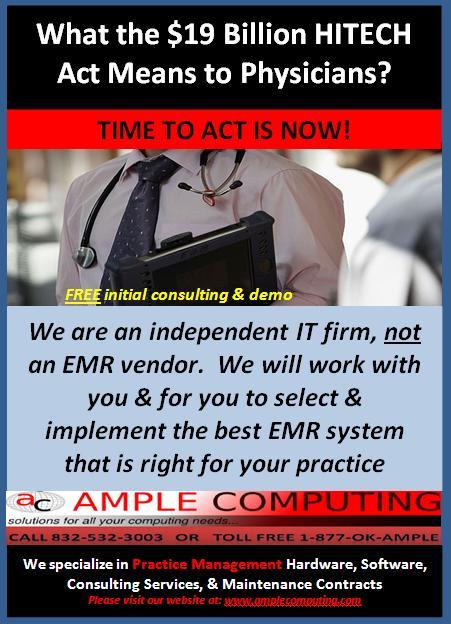 Ample Computing is a professionally run, family owned business, dedicated to serving private medical practice businesses located primarily Katy, Texas.