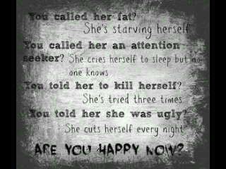 14. Depressed. Suicidal. May have an eating disorder. DM me if you ever need to talk! :)