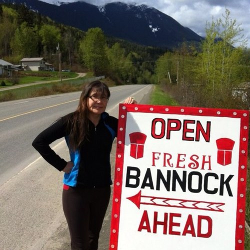 Making the Most Best  Bannock Ever ! Currently stationed at My Lil stand on Highway 16,Gitsegukla BC ! Stop In for your taste Of the #1 Local Delicious Treat!