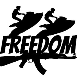 Freedom means two jet skis and a gun!