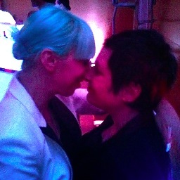 We are two women who are crazy in love. vegans. (almost vegan) puppy mommies .Rock & Roll!