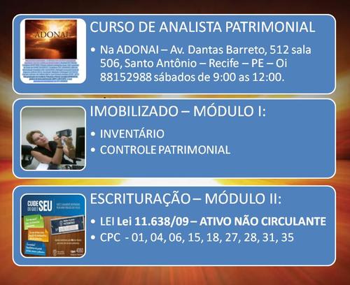 GESTÃO PATRIMONIAL, INVENTÁRIO, PERÍCIA, IMPAIRMENT, CURSO, AVALIÇÃO, ADMINISTRAÇÃO DE CONDOMÍNIO, CONTABILIDADE, PESSOAL E FISCAL.