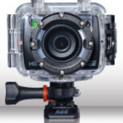 Sports action camcorders. HD, 1080p/60fps. Complete with waterproof shell and fixtures.