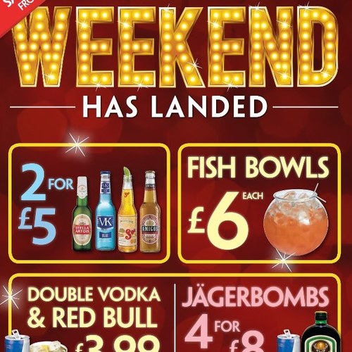Located on Churchgate, Bolton. we offer 2-4-1 cocktails all day everyday and loads more fab drinks offers!