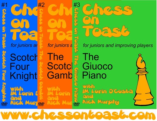 Chess on Toast is a brand new series of chess DVDs aimed at juniors and improving players.
Hosted by IM Lorin D'Costa & Nick Murphy
http://t.co/56hcH9B5c3
