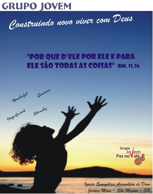 Somos um grupo de jovens, discípulos de Jesus Cristo, que deseja compartilhar experiências e assuntos diversos.