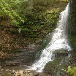 35' waterfall & mossy, limestone glen.