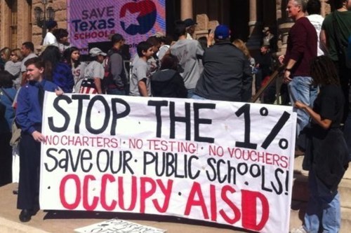 occupyaisd's profile picture. Parents, teachers, students and community members fighting to save our schools from the push by the 1% to privatize public education. http://t.co/wjMbijEWps