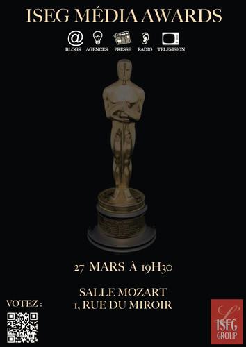 #ISEG Média awards le 27/03/13 a la salle Mozart. #Strasbourg #Isegmediawards 
Votez pour vos médias préférés!