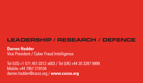 DHCSCSS's profile picture. Vice President, Cyber Fraud Intelligence at The Centre for Strategic Cyberspace + Security Science (CSCSS, @CSCSS1066)