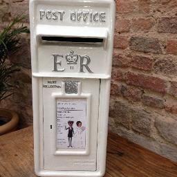 Beautiful white Royal Mail ER postboxes for hire. Safe, classy storage for cards & gifts at your occasion. Contact holly-davis@hotmail.com to find out more.