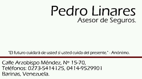 Abogado y asesor de seguros. Asesoría para todo tipo de seguros (Salud, Vehiculo, accidentes personales, vida, hogar, industria y comercio).