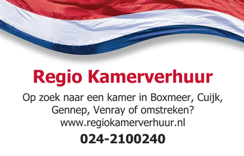 Wij verhuren fraaie kamers vanaf 300 euro per maand in Boxmeer, Cuijk, Gennep, Venray en omstreken.